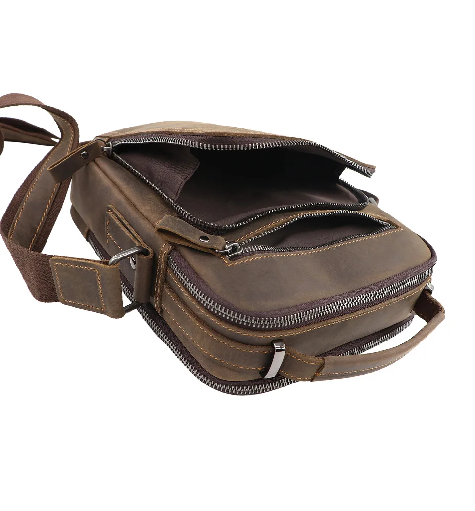 

Royal Bagger Shoulder Bag Men Crazy Horse Leather Sling Messenger Bags Casual Retro Fashion Handbag for Man Genuine Cow Leather