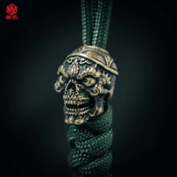 1pc skull retro brass white copper edc paracord beads umbrella rope cord lanyard pendants knife beads outdoor knife accessories