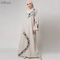 elegant embroidered arabic robe jewel neck loose long sleeves a line evening gowns chiffon floor length prom dresses vestidos