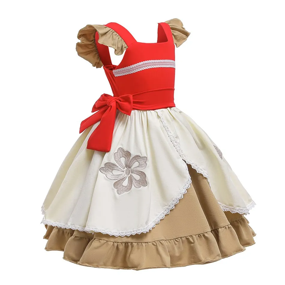 VOGUEON Moana Adventured Princess Dress Up Clothes for Girls Ruffles Sleeveless Bow Sundress Children Halloween Party Costume | Детская