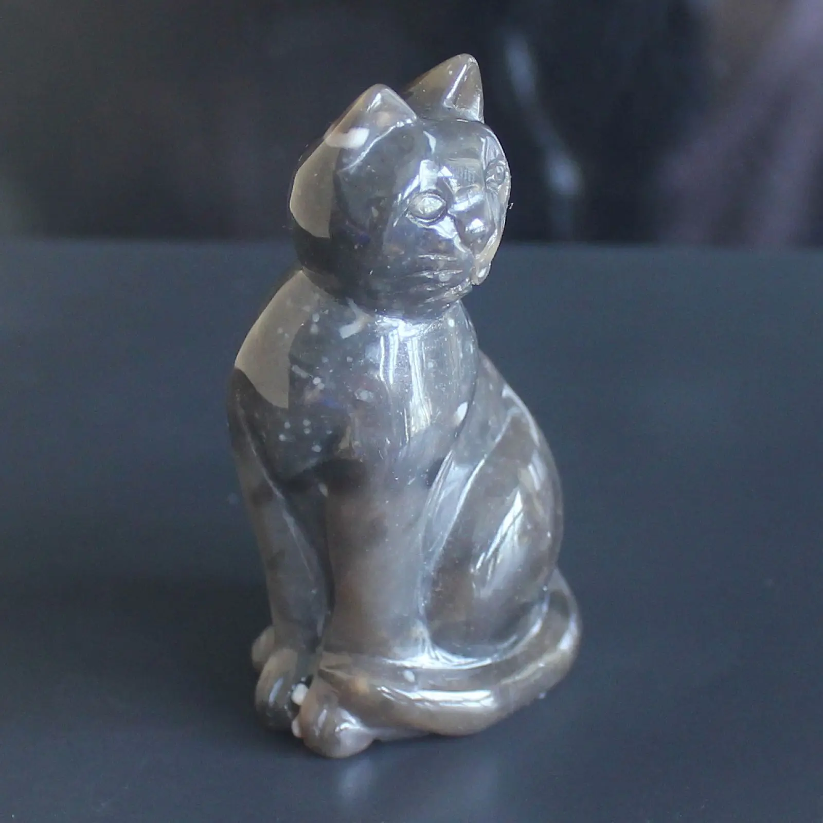 

65mm Hand Carved Agate cat Animal Figurine Animal