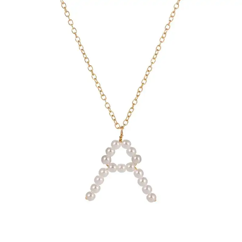 26 Letter Pearl Necklace Handmade Initial Necklaces Elegant Name Chain Gift For Women Girl | Украшения и аксессуары