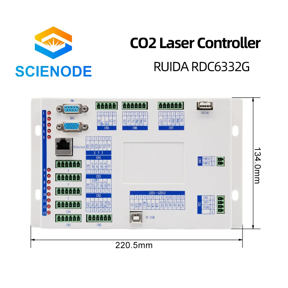 Scienode Ruida RDC6332G CO2 лазерная плата управления панель сигналом для лазерного