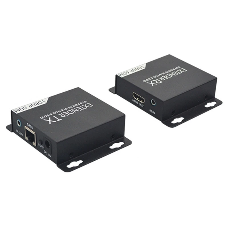 

60 м HDMI передатчик приемник POE EDID Over Cat 5E/6 RJ45 для ПК ТВ