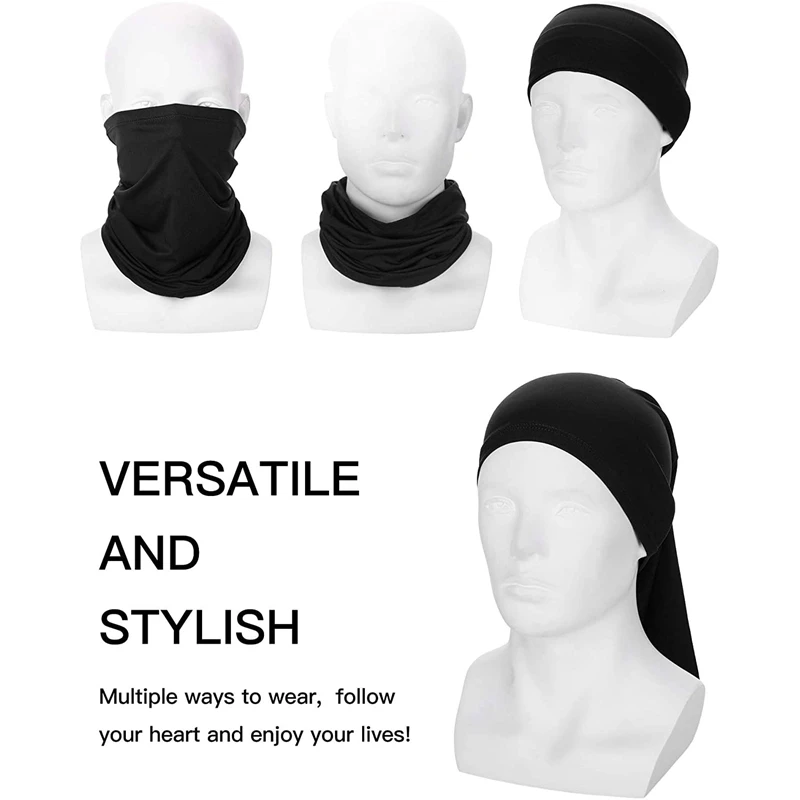 

3 Set Cycling Neck Gaiter Scarf UV Protection Face Cover Ice Silk Cooling Arm Sleeves Skull Cap Set for Women Men