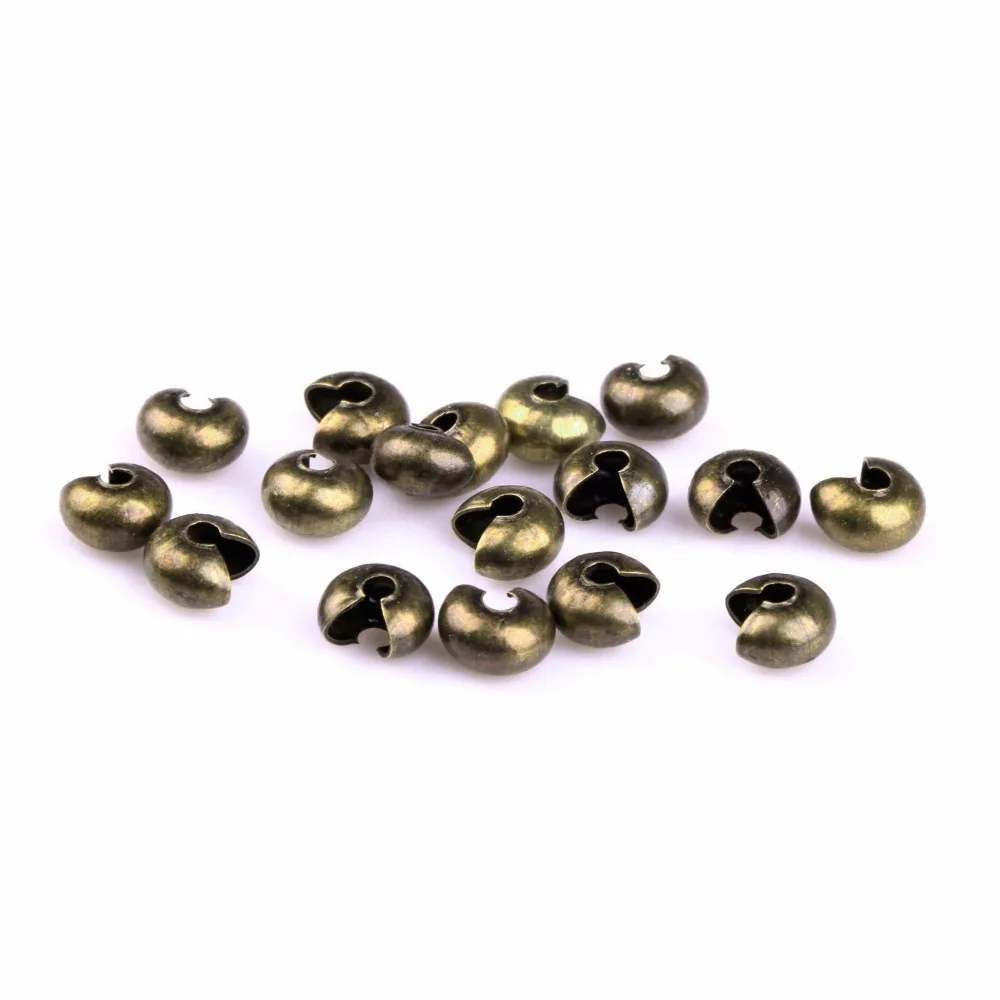 200 шт. 3 4 5 мм Ретро Круглые антикварные искусственные Обжимные бусины шнур