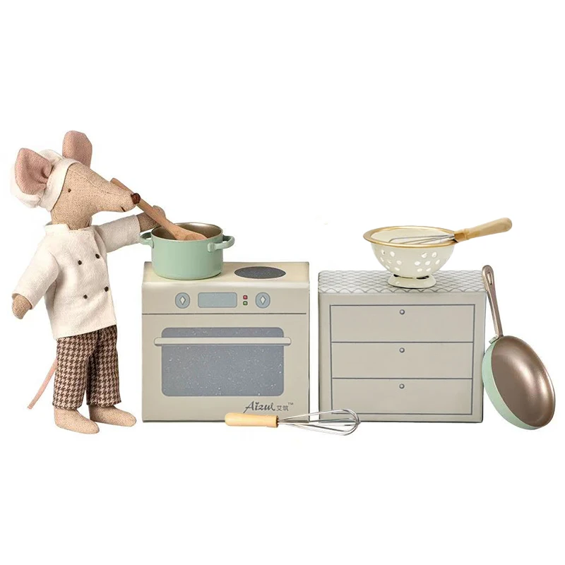

Aizulhomey Mini Kitchen Set Cooking Toys Metal Cabinet Mouse House Furniture 1/12 Cupboard OB11 BJD Lol Blyth Doll Accessories