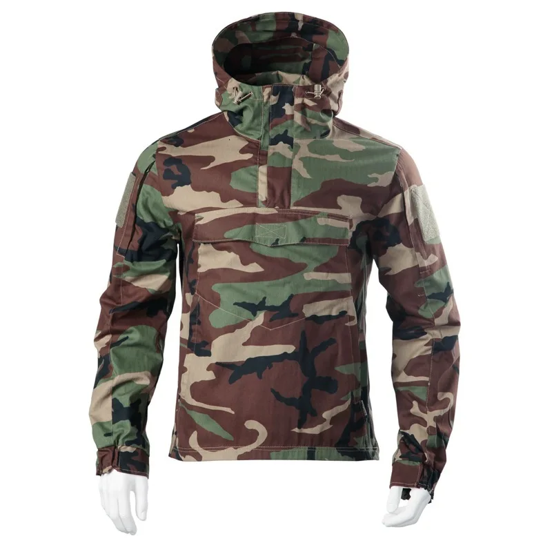 

Men Tactical Combat Pullover Jackets Outdoor Camping Hiking Trekking Hoodie Waterproof Windproof Over Clothes Male Hunting Coats