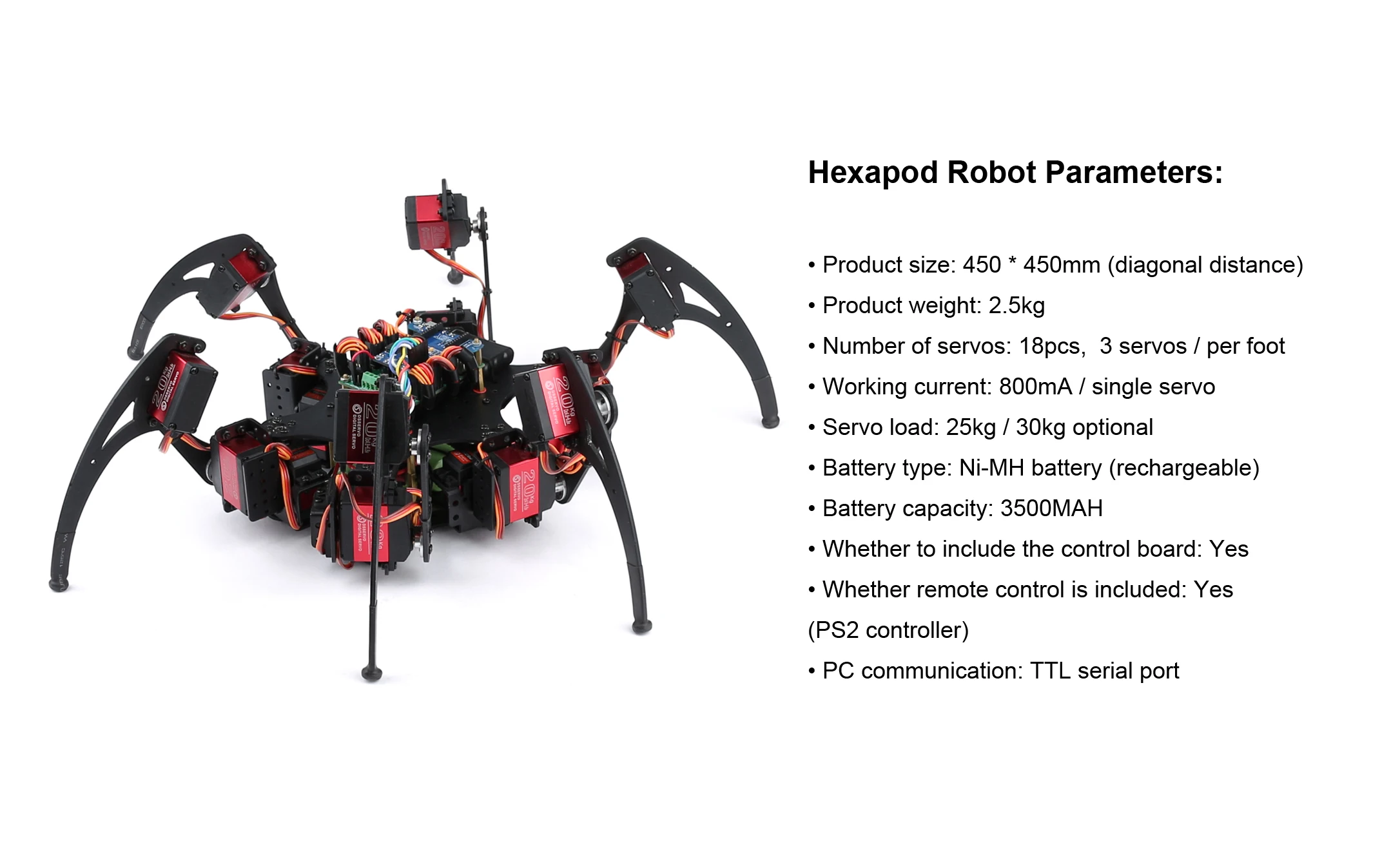Шестиногий робот-паук Hexapods для ползания 32 канала управление PS2 25 кг