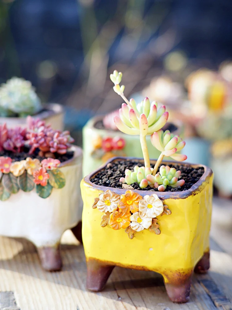 Разноцветный горшок ручной росписи в ретро-стиле креативный керамический