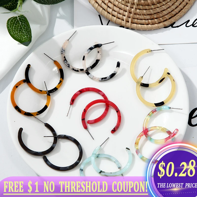 Корейские акриловые Висячие серьги для женщин красочные кольца 2020 Модная