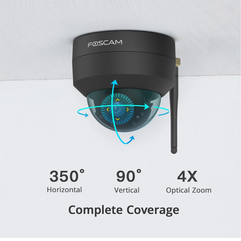 Foscam D4Z 4MP Беспроводной PTZ купольная IP камера Камера 4X оптический зум 20 м Ночное