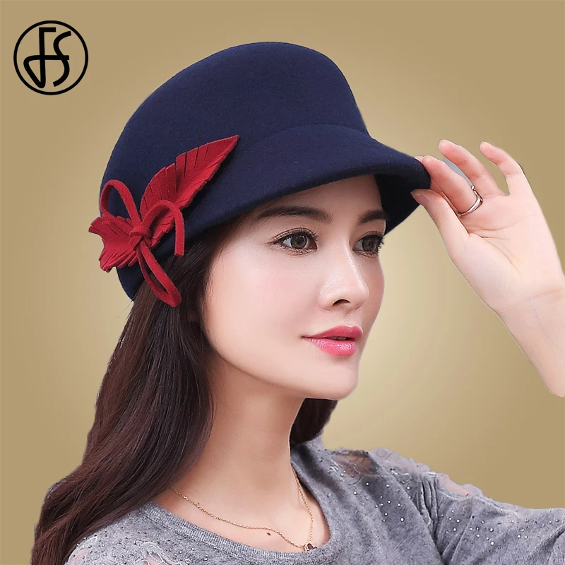 Женская шерстяная шляпка Колокол FS с широкими полями восьмиугольная из фетра