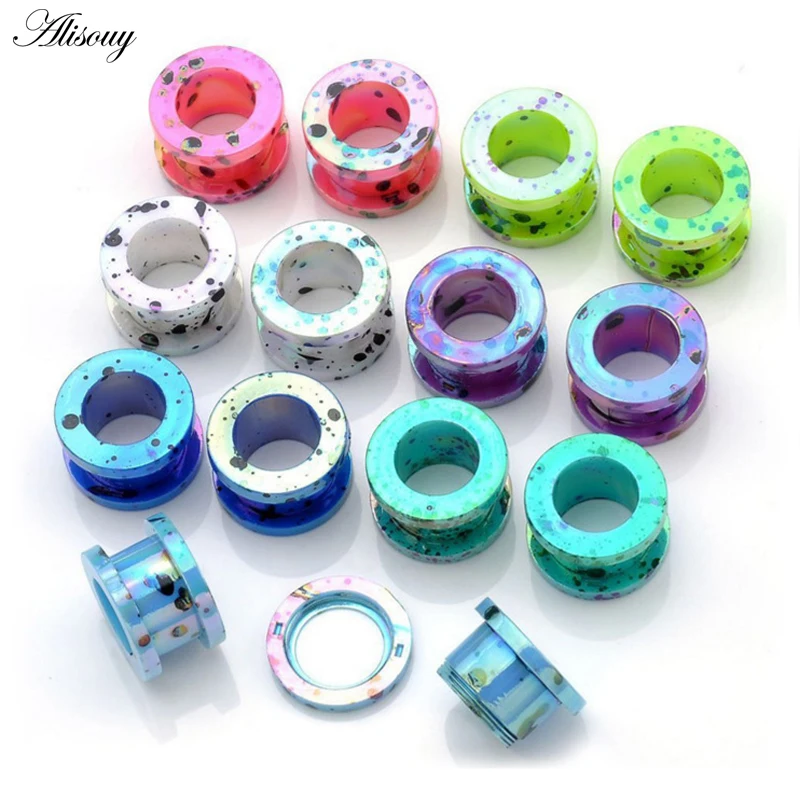 

Ear expander Body Piercings 1 Pair Acrylic Dot Screw Back Flesh Tunnel Ear Plug Expander Stretcher 2-12mm ear studs plugs