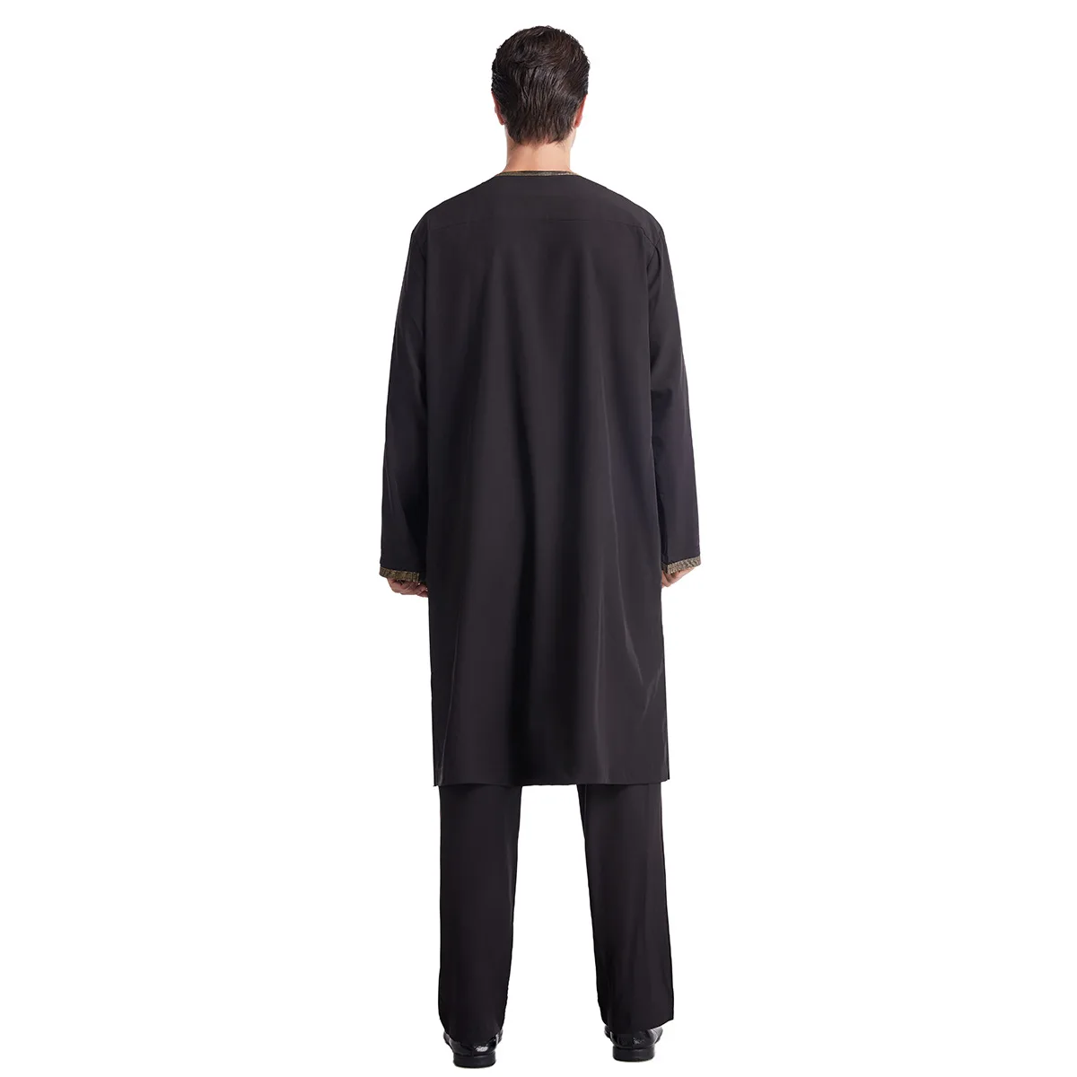 Fashionable Muslim Arab Middle East Embroidered Men's Robe Set Abaya Kaftan Robe Islamic Mosque Ramadan Prayer Top Pants Set