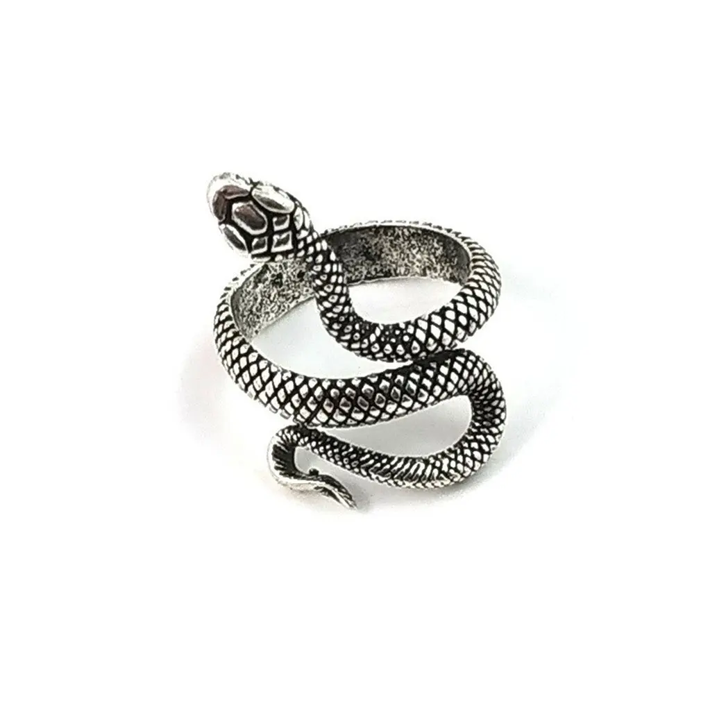 

European And American Vintage Silver-Plated Paint Snake Ring Men And Women Universal Ring Adjustable Ring Jewelry