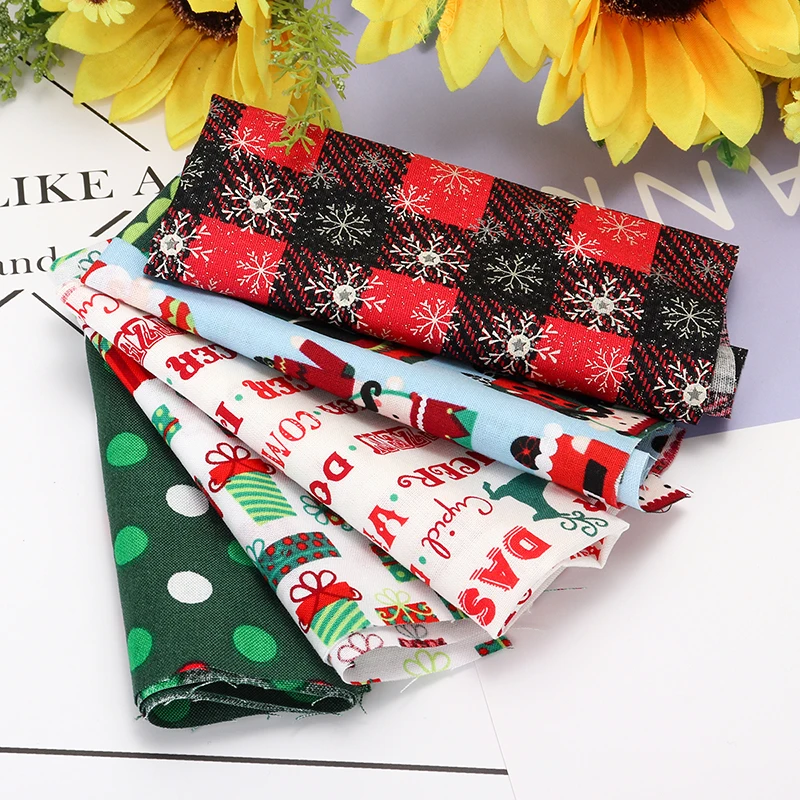 5 шт. Рождество серии хлопчатобумажной ткани набойки Вышивание стеганые для