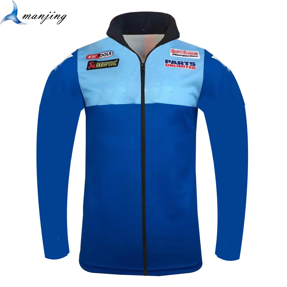 Новое поступление тонкая мотоциклетная куртка синего цвета из полиэстера весна