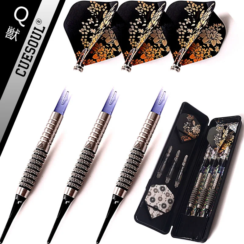 

New CUESOUL 90% Tungsten 3PCS/set 18g 14.5cm Darts Professional Game Soft Tip Darts Electronic Darts With Nylon Shafts