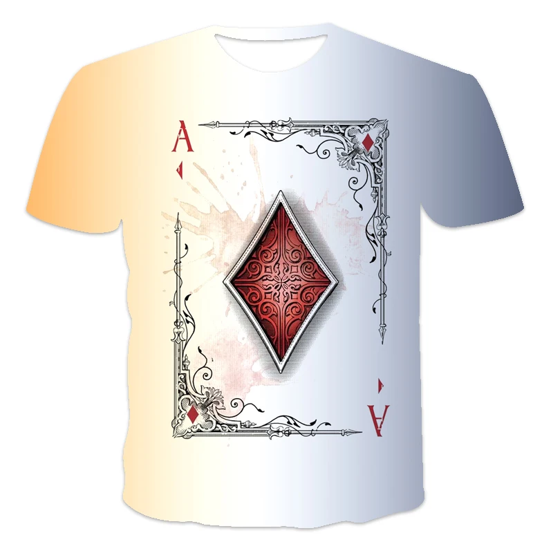 

Hot Sale Men's T-shirt Loose Clothes Retro Short Sleeve Fashion Poker Pattern Printed O-Neck Men's T-shirt