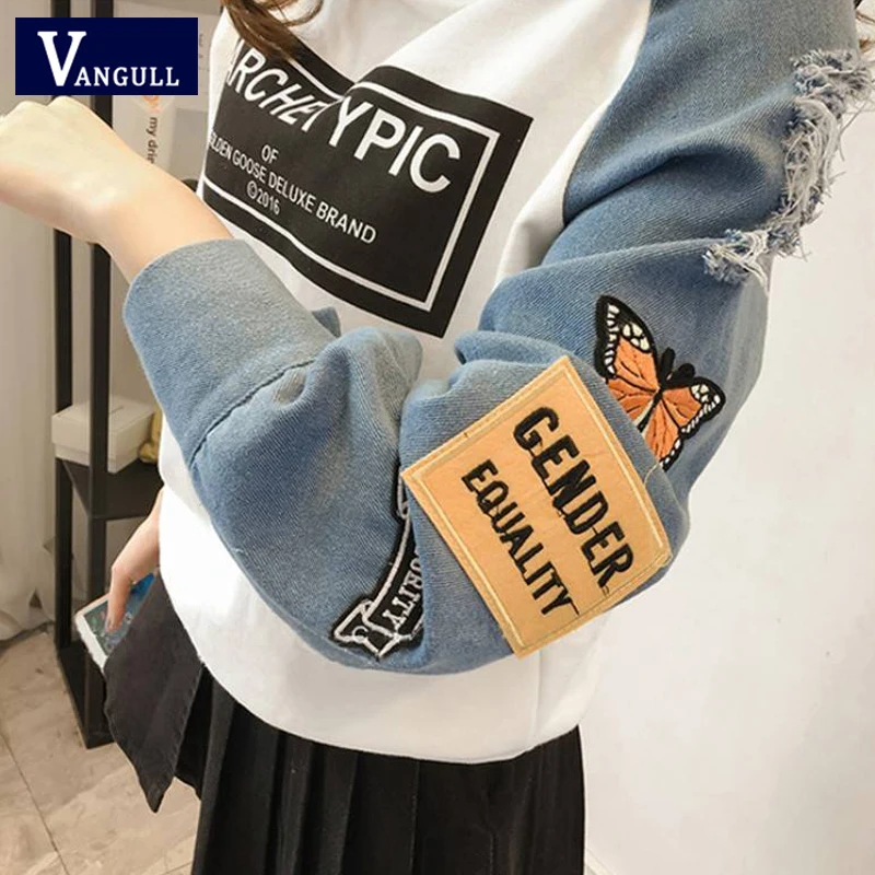 Женский свитер с длинными рукавами Vangull Harajuku осенний принтом в виде букв и