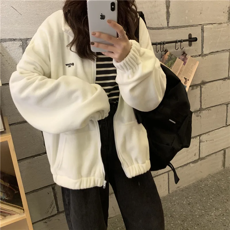 

Nice Pop Fashion Women's Harajuku Hoodie Zipper Lapel Pocket Long Sleeve Sweatshirt Casual Korean