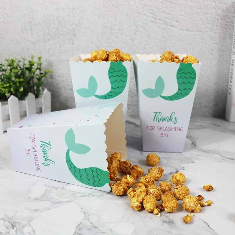 12 шт. коробки для попкорна Русалочка хвост под морем подарочные сувениров