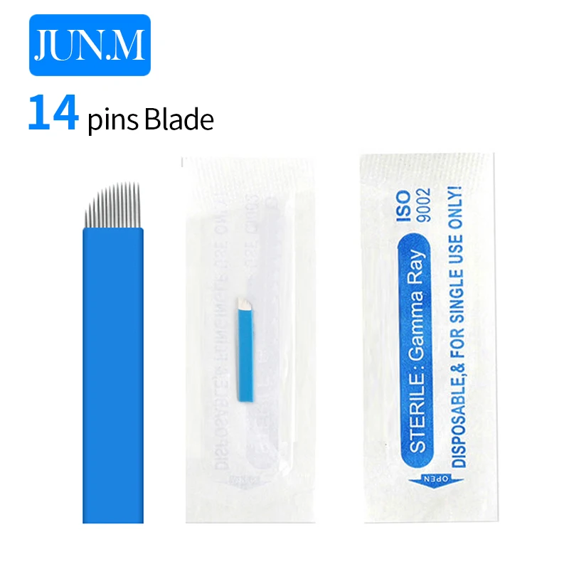 

100 Pcs 0.2mm Diameter 14 Needle Micro Blade Eyebrow Microblading Tattoo Needles For Permanent Makeup