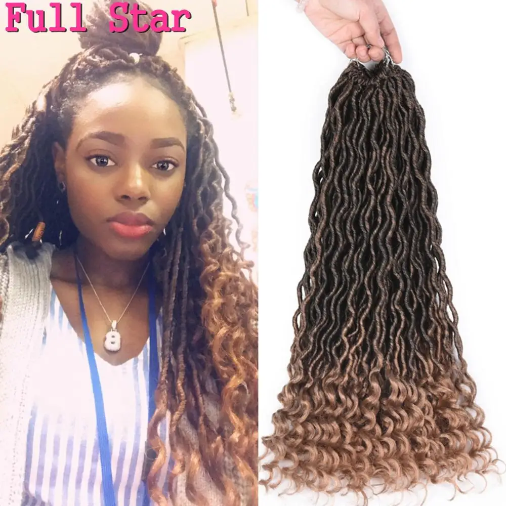 Женские плетеные косички Goddess Locs богемные из синтетических волос с полным