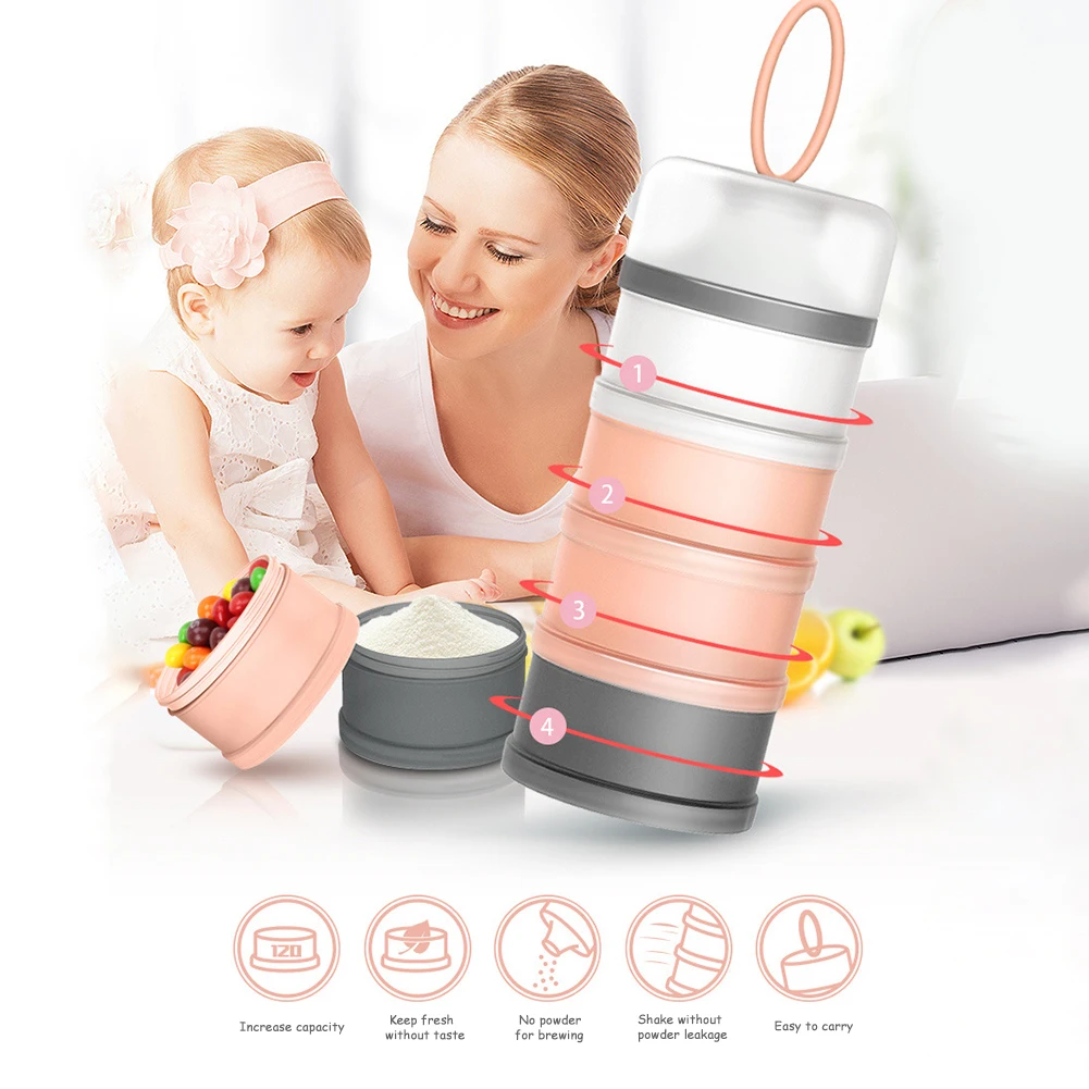 

4 Layers Toddle Container PP Infant Portable Food Storage Candy Sealing Essential Grains Baby Milk Powder Box Feeding Dispenser