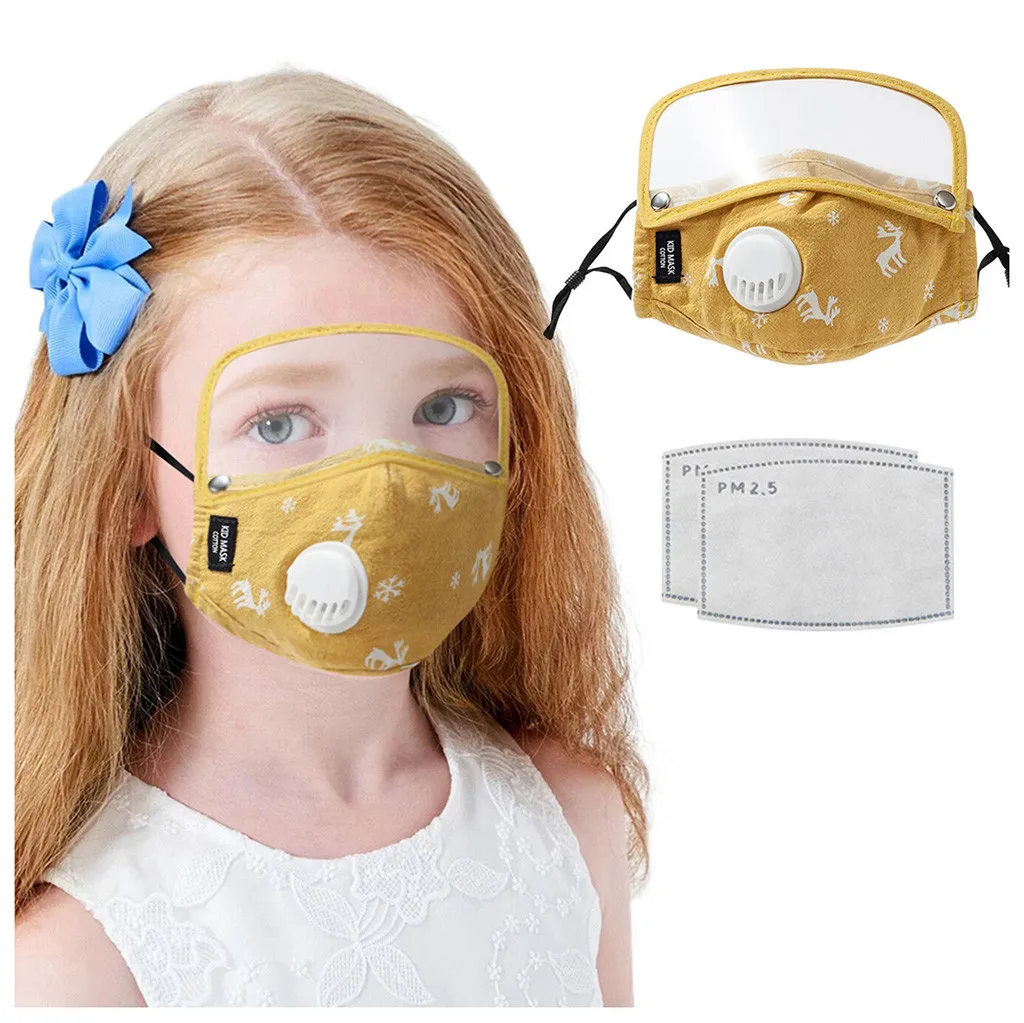 1PC Kids' Face Maske Washable Reusable With 2pcs Filters Detachable Eye Shield face cover anti-spray health protective máscara |