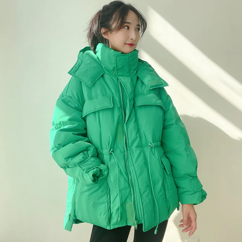 Fitaylor/Зимний светильник с капюшоном Короткая куртка перьями для женщин 90% белого