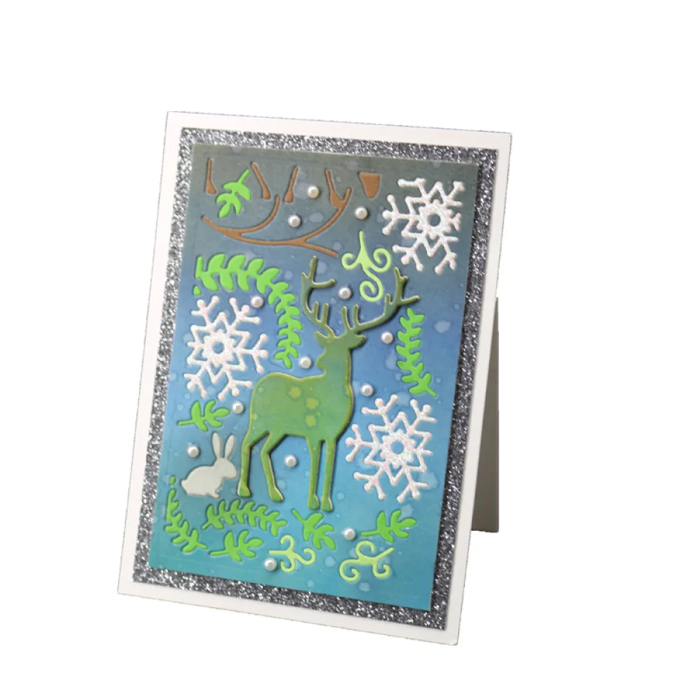 

20Christmas Snowflakes Deer Rabbit Leaves Stencil DIY Scrapbooking Metal Cutting Dies Paper Card Craft Embossing Template