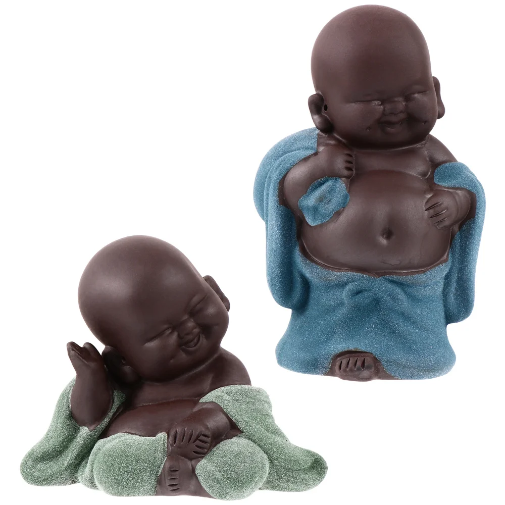 

2pcs Creative Zen Monk Tabletop Decoration Vivid Tea Art Ornament