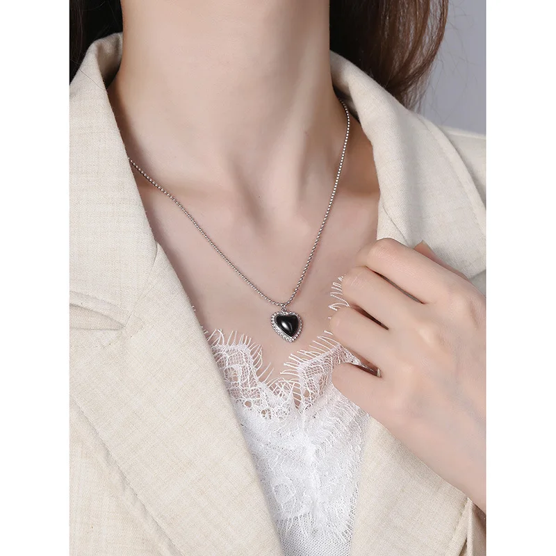 Женское ожерелье из серебра 925 пробы с черным ониксом | Украшения и аксессуары