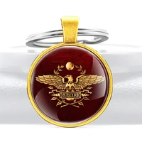classic roman legion spqr design glass cabochon metal pendant key chain fashion men women key ring accessories keychains gifts