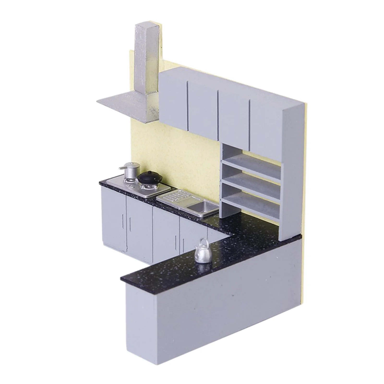 

Dollhouse Kitchen Dining Room Furniture Decor - 1/25 Scale Miniature Kitchen Cabinet Cupboard Model Set
