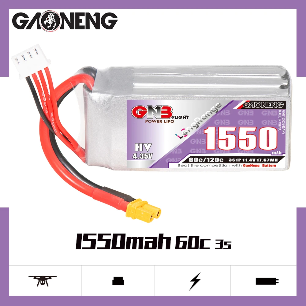 GAONENG GNB 1550 мАч 11 4 в 60C 3S 1P светильник Легкая фара HV Lipo батарея XT30 штекер для RC FPV