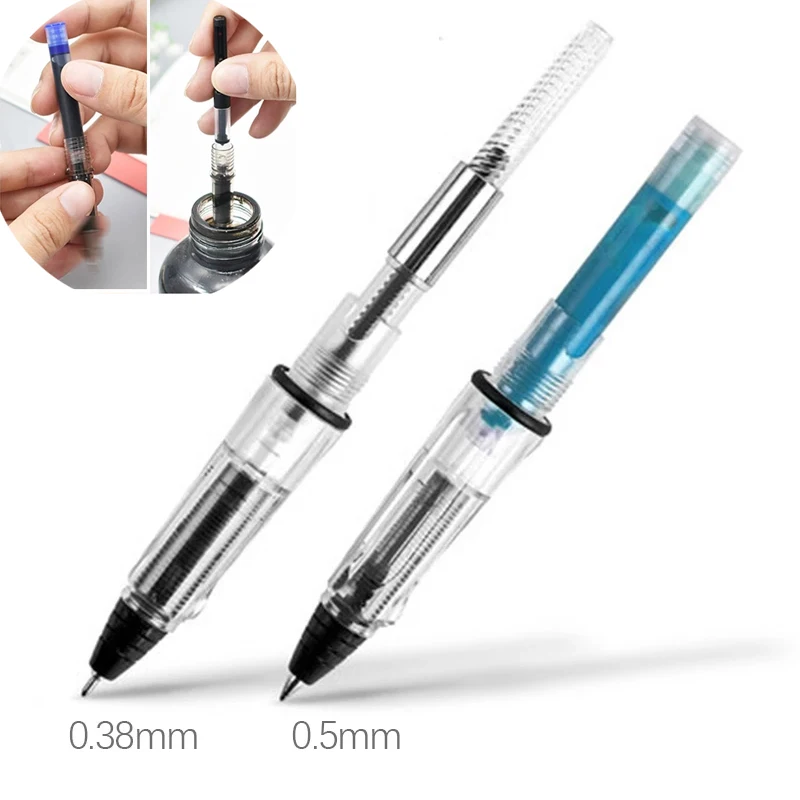 

2pcs/lot Transparent Gel Pen 0.38/0.5mm Ink-absorbing Calligraphy Signature Pen Replaceable Ink Sac & Absorb Ink Pen Novelty Pen