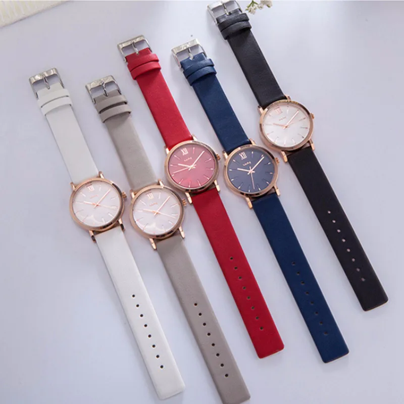 Цветные кожаные часы, женские часы, модные мужские часы, модные кварцевые часы, простые часы, повседневные водонепроницаемые часы для женщи... от AliExpress RU&CIS NEW