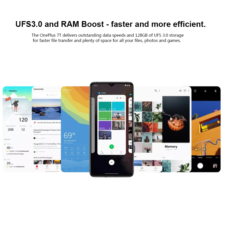 OnePlus 7T смартфон с 5 дюймовым дисплеем восьмиядерным процессором Snapdragon 6 55 ОЗУ 8 Гб