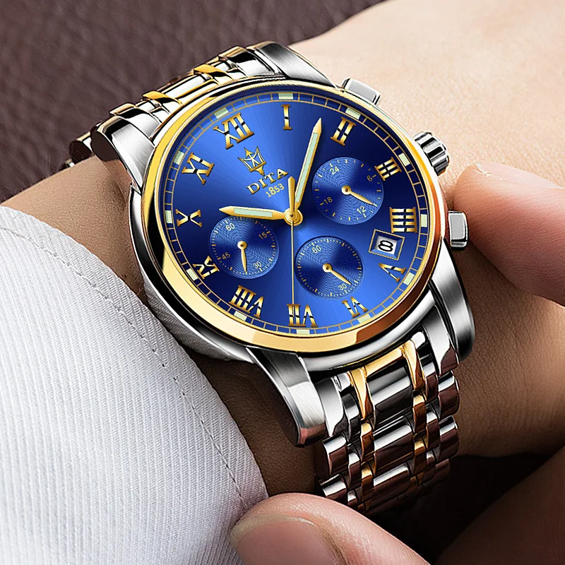 

DITAWATCH Men Watches Stainless Steel Classic Business 30 Meter Life Waterproof Luminous Leisure Wristwatch Relogio Masculino