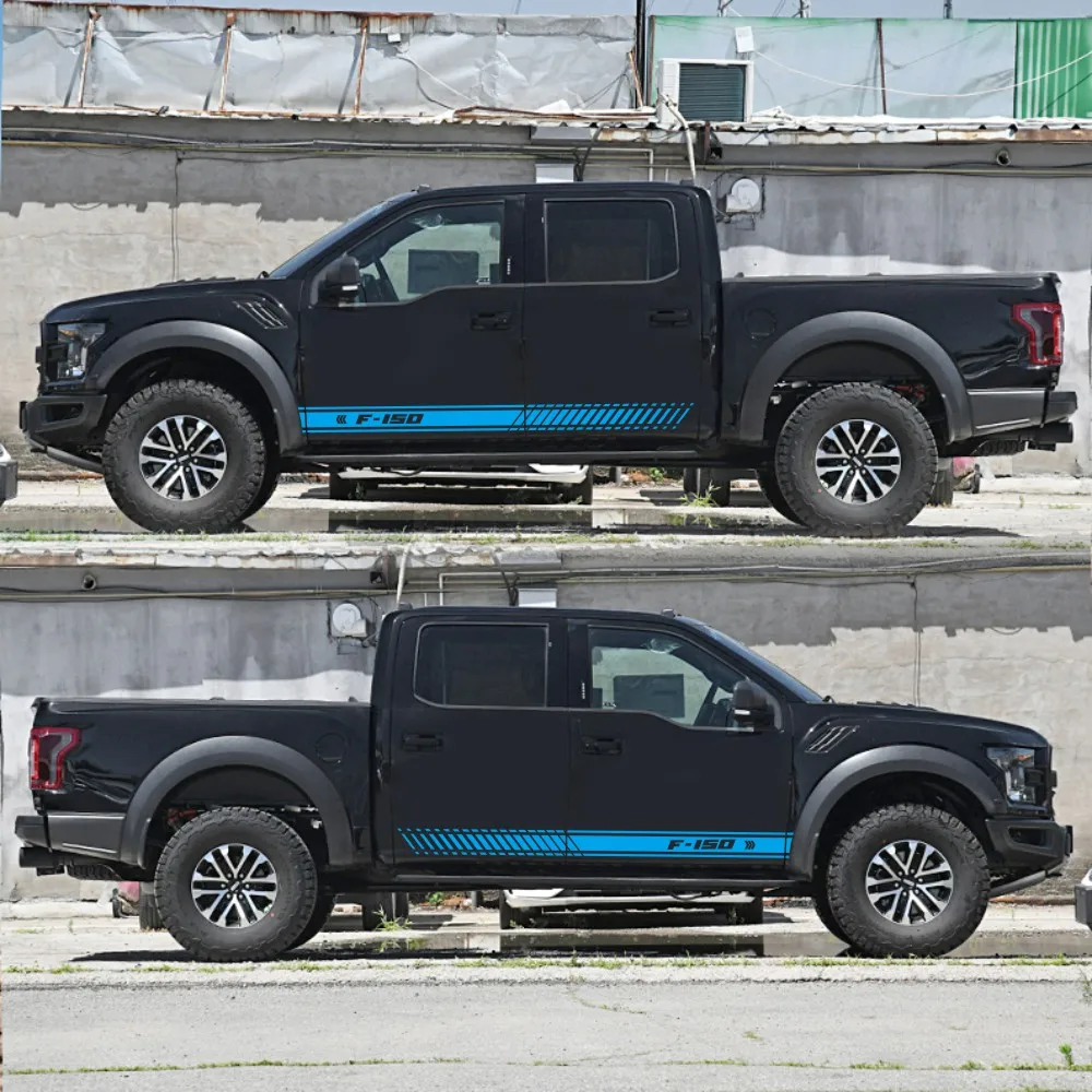 

2PCS For Ford F150 F-150 Stylish Car Door Side Skirt Stickers Vinyl Body Decals Racing Stripe Auto Exterior Decor Accessories