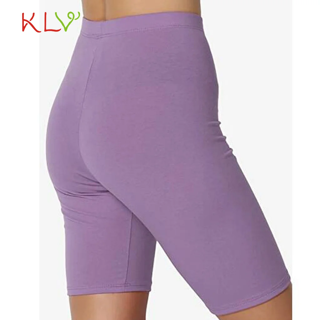 

Biker Shorts Women Knee Length High Waist Tight Solid Fitness Pants Femme Fashion Workout Leggings Casual Sports Summer Clothes