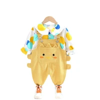 new spring autumn baby girls clothes suit children boys printing shirt overalls 2pcsset toddler sport costume kids tracksuits