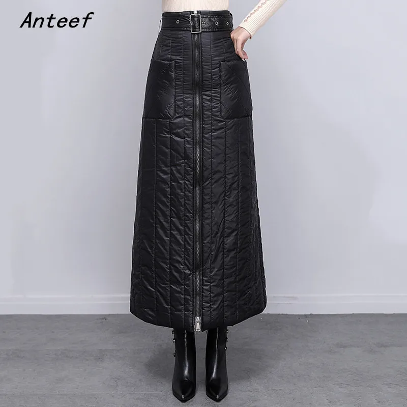

black cotton vintage high waist autumn winter casual loose long for woman skirts womens 2022 skirt clothes