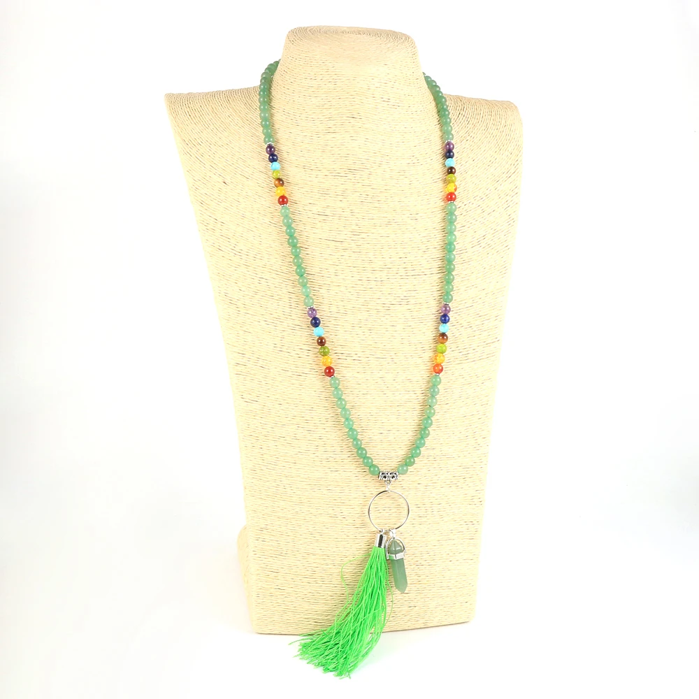 Женское и мужское ожерелье из натурального камня 7 Чакр аметисты 6 мм 108 мужской