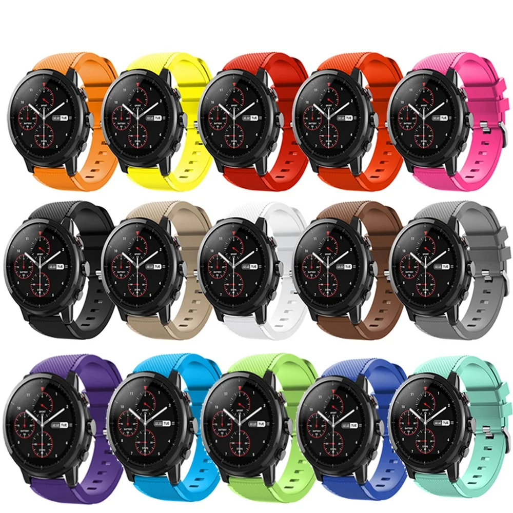 22 мм спортивные часы из мягкого силикагеля ремешок для Huami Amazfit Stratos Смарт-часы Pace