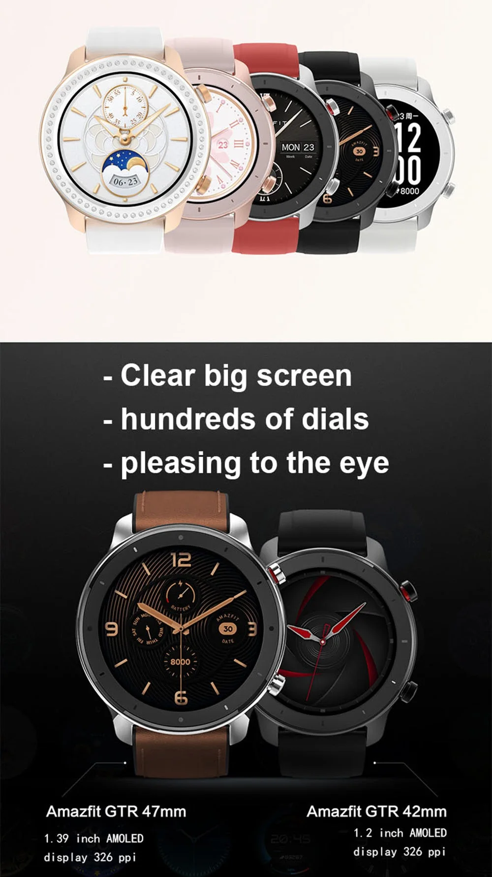 Глобальная версия Amazfit GTR 47 мм Смарт-часы Huami 5ATM водонепроницаемые Смарт-часы 24 дня батарея gps управление музыкой для Android IOS
