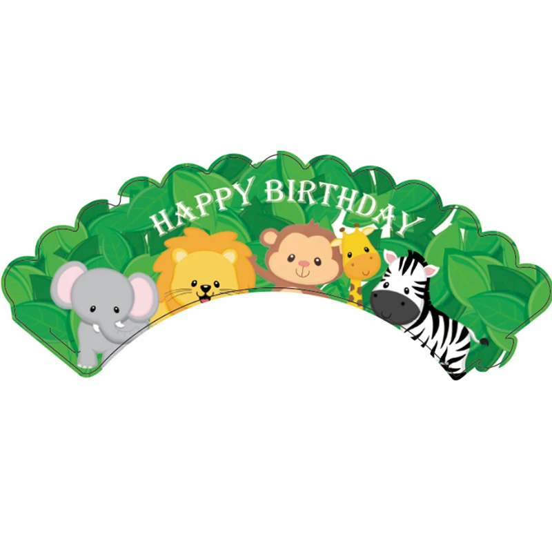 

24Pcs Lion Monkey Cake Toppers Jungle Theme Party Decoration Cartoon Cupcake Wrapper Decor Kids Happy Birthday Party Supplies